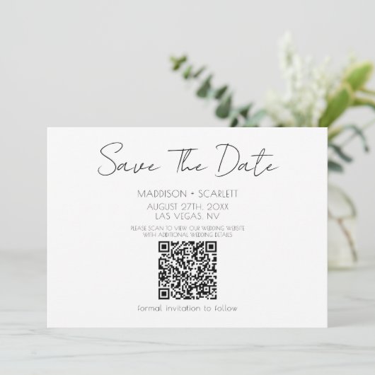 Minimalistischer QR-Code Save the Date Einladung (Stehend Vorderseite)