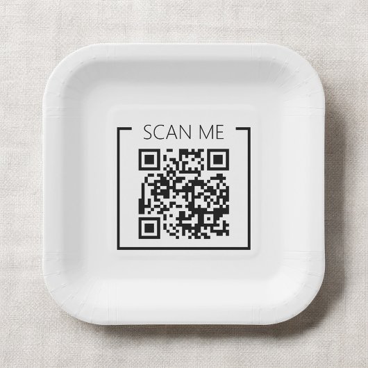 Minimalistischer QR-Code-Scan-Me-Business Pappteller
