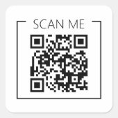 Minimalistischer QR-Code-Scan-Me-Geschäft Quadratischer Aufkleber (Vorderseite)