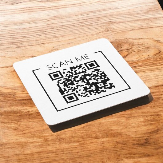 Minimalistischer QR-Code-Scan-Me-Geschäft Rechteckiger Pappuntersetzer