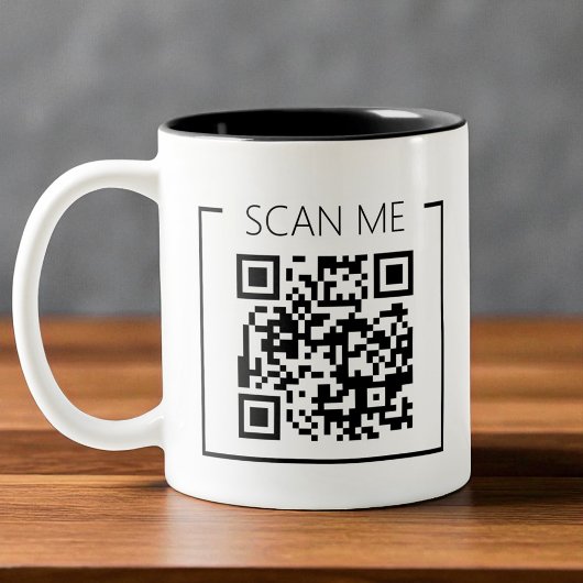Minimalistischer QR-Code-Scan-Me-Geschäft Zweifarbige Tasse