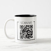 Minimalistischer QR-Code-Scan-Me-Geschäft Zweifarbige Tasse (Links)