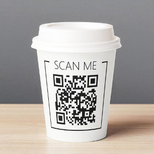 Minimalistischer QR-Code-Scan-Me-Geschäfts Pappbecher