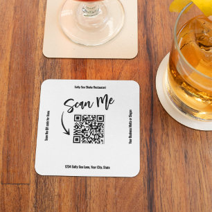 Minimalistischer QR-Code-Scan-Me-Geschäftsentwurf Rechteckiger Pappuntersetzer