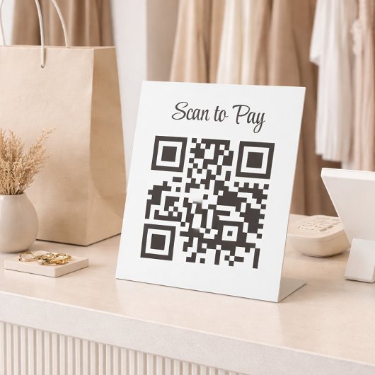 Minimalistischer QR-Code-Scan zum Bezahlen Sockelschild