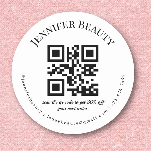 Minimalistischer qr Code Schönheitssalon für klein Runder Aufkleber