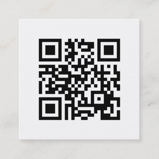 Minimalistischer QR-Code Schwarz und Weiß Quadratische Visitenkarte (Vorderseite)
