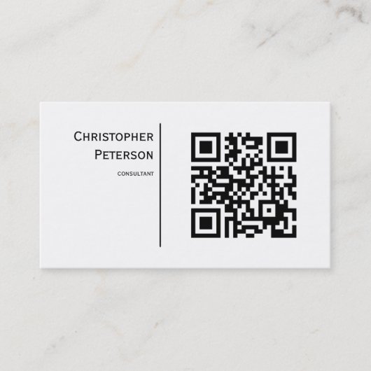 Minimalistischer QR-Code Schwarz und Weiß Visitenkarte (Vorderseite)