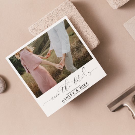 Minimalistischer QR-Code Schwarz-Weiß-Foto-Hochzei Save The Date