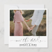 Minimalistischer QR-Code Schwarz-Weiß-Foto-Hochzei Save The Date (Vorderseite)