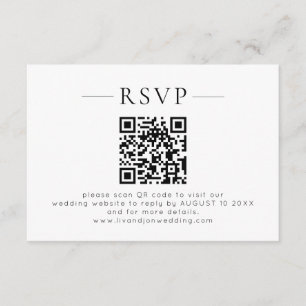 Minimalistischer QR-Code Schwarz-Weiß-Hochzeits-RS RSVP Karte