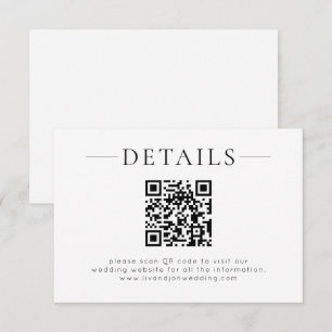 Minimalistischer QR-Code Schwarz-Weiß-Hochzeitsdet Begleitkarte