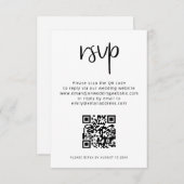 Minimalistischer QR-Code Schwarz-weiß Wedding RSVP Begleitkarte (Vorne/Hinten)