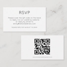 Minimalistischer QR-Code Schwarz-weiß Wedding RSVP Begleitkarte