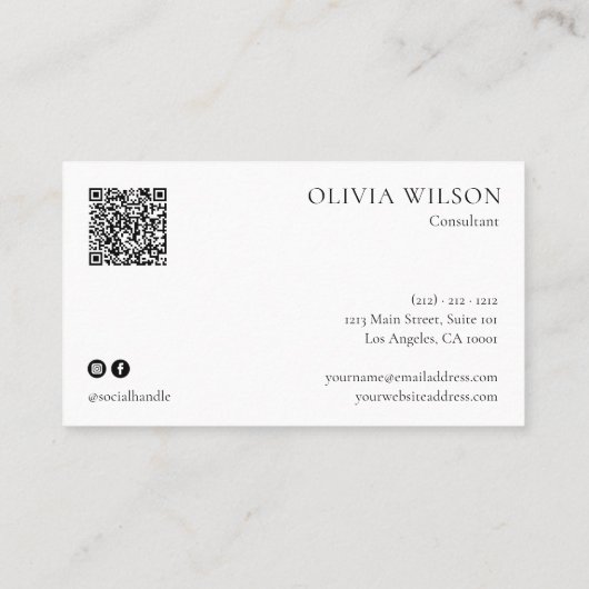 Minimalistischer QR-Code Senf Yellow Visitenkarte (Rückseite)