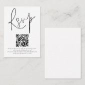 Minimalistischer QR-Code-Skript-Hochzeit RSVP Begleitkarte (Vorne/Hinten)