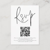 Minimalistischer QR-Code-Skript-Hochzeit RSVP Begleitkarte (Vorderseite)
