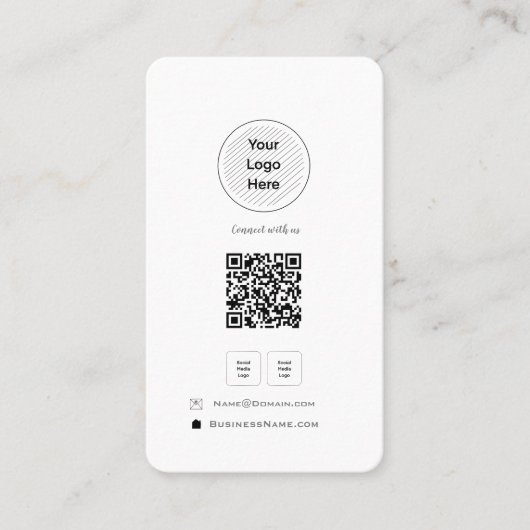 Minimalistischer QR-Code Social Media Ihr Logo-Pro Visitenkarte (Vorderseite)