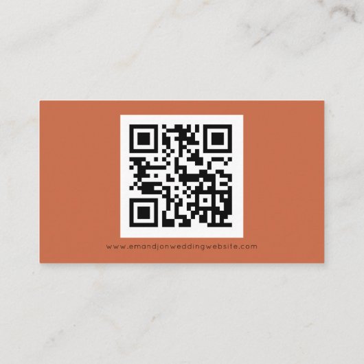 Minimalistischer QR Code Terracotta Wedding RSVP Begleitkarte (Rückseite)
