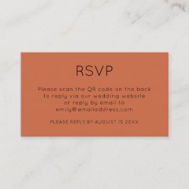 Minimalistischer QR Code Terracotta Wedding RSVP Begleitkarte