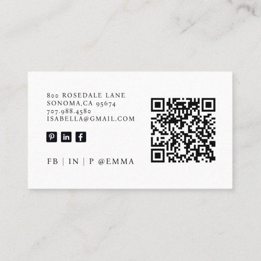 Minimalistischer QR-Code Visitenkarte (Rückseite)