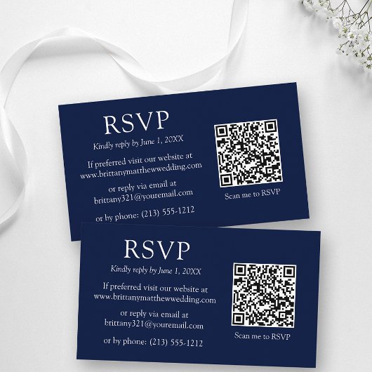 Minimalistischer QR Code Wedding Blue UAWG Begleitkarte