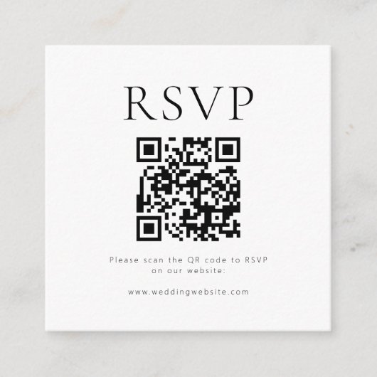 Minimalistischer QR Code Wedding RSVP Begleitkarte (Vorderseite)