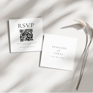 Minimalistischer QR Code Wedding RSVP Begleitkarte
