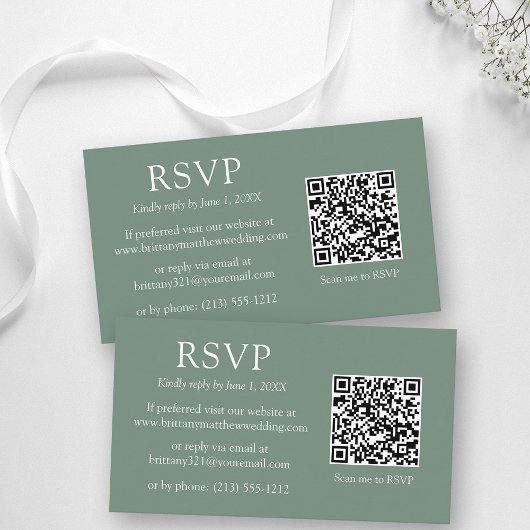 Minimalistischer QR Code Wedding Sage Green UAWG Begleitkarte