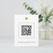 Minimalistischer QR Code White Wedding Einladung Postkarte (Stehend Vorderseite)