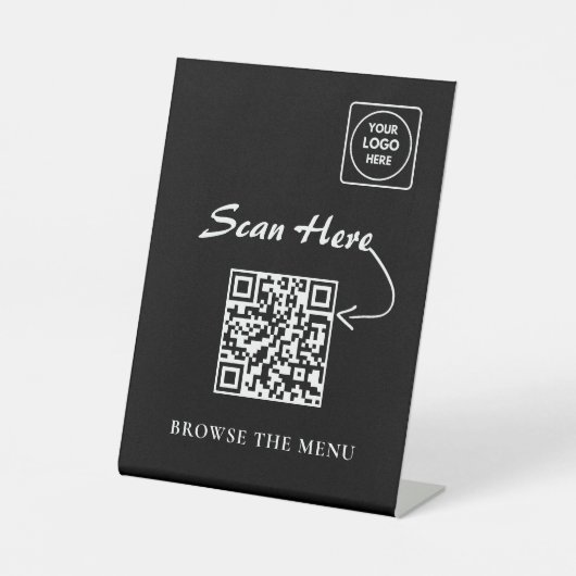 Minimalistischer QR-Menü-Displayhalter Sockelschild (Vorderseite)