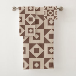 Minimalistischer Quilt Warm Earthy Badhandtuch Set