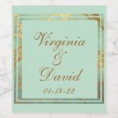 Minimalistischer Rahmen aus Gold auf Blauen Weinet Weinetikett (Einzelnes Label)