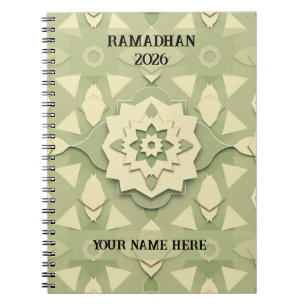 Minimalistischer Ramadan im Farbton Salbei Notizblock