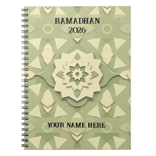 Minimalistischer Ramadan im Farbton Salbei Notizblock (Vorderseite)