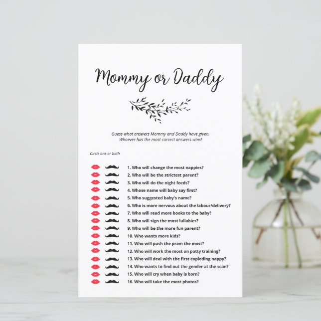 Minimalistischer Ratgeber, der das Spiel Mama oder (Stehend Vorderseite)