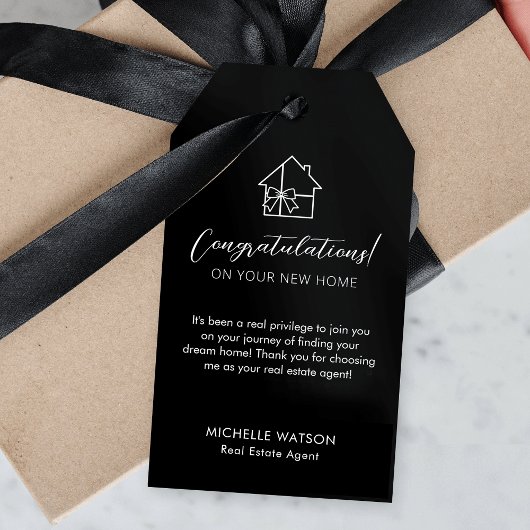 Minimalistischer Real Anwesen Agent Schwarz-weiße  Geschenkanhänger