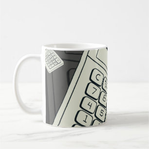 Minimalistischer Rechner und mathematische Mustera Kaffeetasse