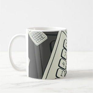 Minimalistischer Rechner und mathematische Mustera Kaffeetasse