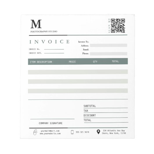 Minimalistischer Rechnungsabsatz für kleine Untern Notizblock (Vorderseite)