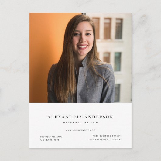 Minimalistischer Rechtsanwalt Berufliches Foto Postkarte (Vorderseite)