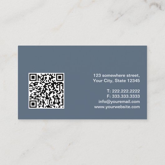Minimalistischer Rechtsanwalt Dusty Blue QR-Code Visitenkarte (Rückseite)