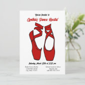 Minimalistischer Red Ballet Dance Einladung (Stehend Vorderseite)