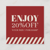 Minimalistischer Red Beige Stripes Holiday Coupon (Vorderseite)