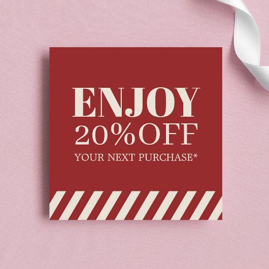 Minimalistischer Red Beige Stripes Holiday Coupon