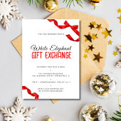 Minimalistischer Red Bow White Elephant Gift Excha Einladung