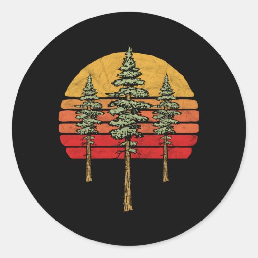 Minimalistischer Redwoods Tree Runder Aufkleber (Vorderseite)