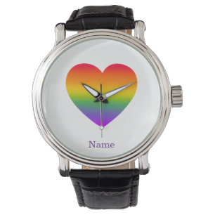 Minimalistischer Regenbogen-Linien-Herz - Süße far Armbanduhr
