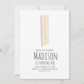 Minimalistischer Regenbogen Schlaganfall Erster Ge Einladung (Vorderseite)