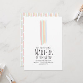 Minimalistischer Regenbogen Schlaganfall Erster Ge Einladung